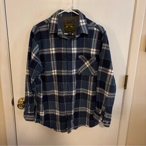 Men's Blue Plaid Casual Button-Down Flannel Shirt